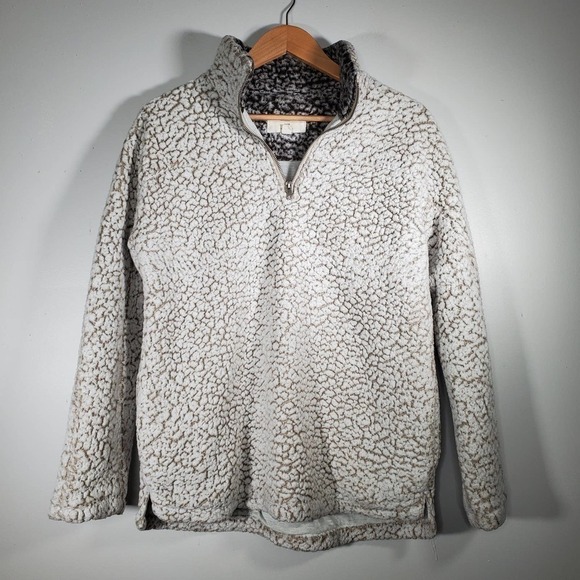 Thread + Supply Quarter Zip Fleece Pullover Ivory Size Small - Picture 11 of 11